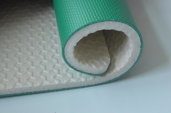 Green Vinyl Athletic Gym Flooring Non Toxic Double Sided Adhesive
